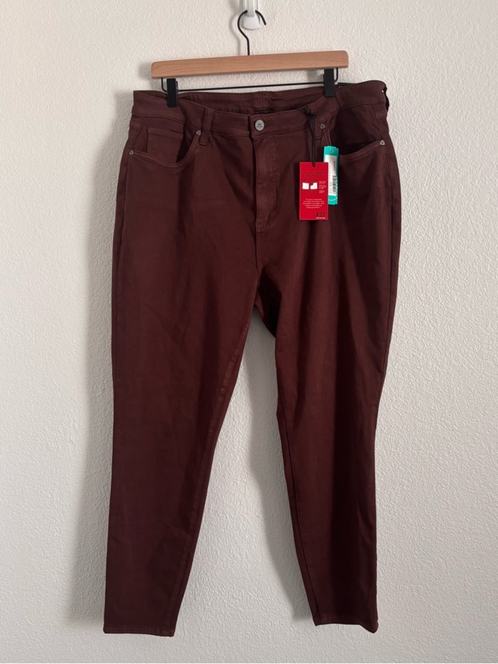 NWT KUT From the Kloth Size 20W Brown High Rise Fab Ab Ankle Skinny Jean